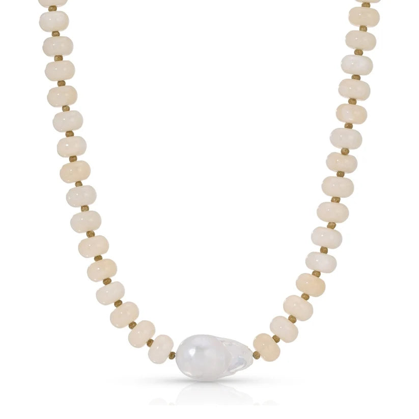 Stone Necklace with Baroque Pearl