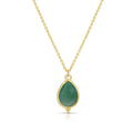 Teardrop Stone Pendant Necklace-Green