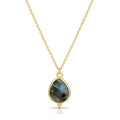 Teardrop Stone Pendant Necklace-Grey