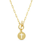 Cross Paperclip Toggle Necklace