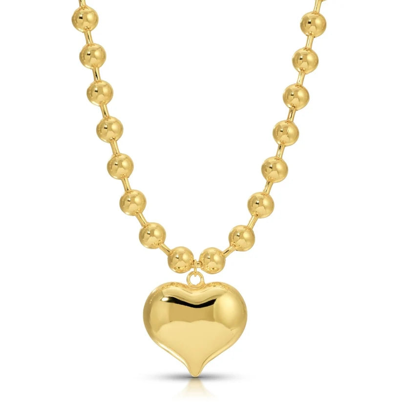 Bubble Heart on Ball Chain Necklace