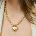 Bubble Heart on Ball Chain Necklace