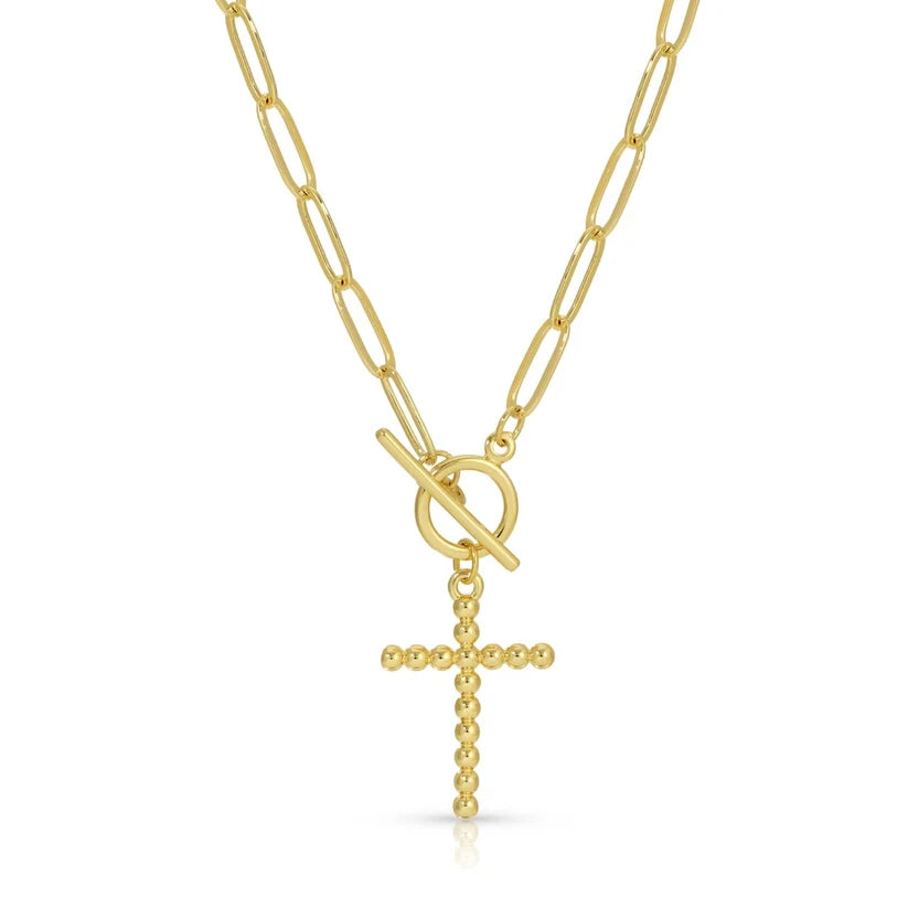 Cross Necklace with toggle closure