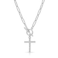 Cross Necklace with Toggle Closure-Silver