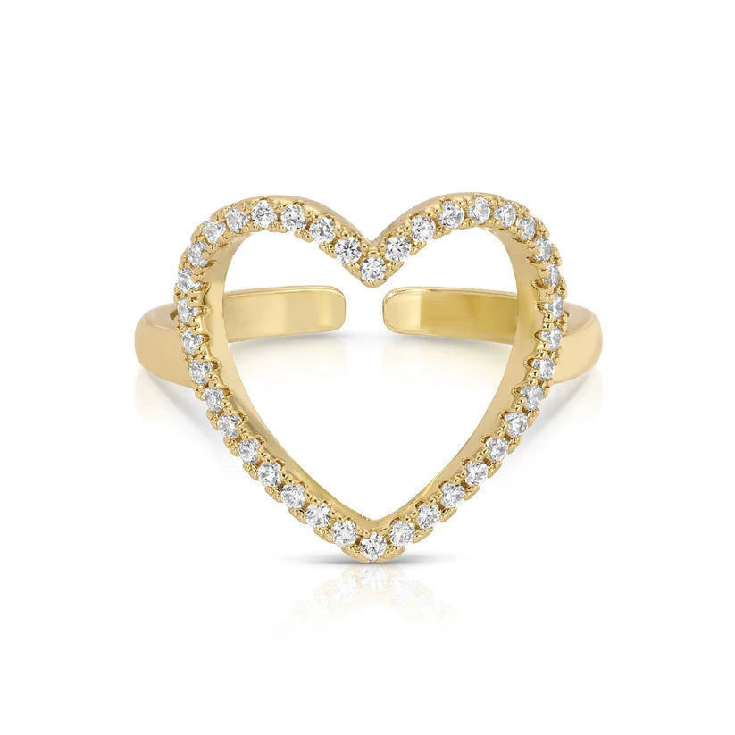Pavé Heart Adjustable Ring