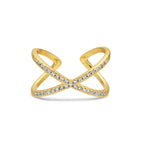 Large Pavé Criss Cross Adjustable Ring