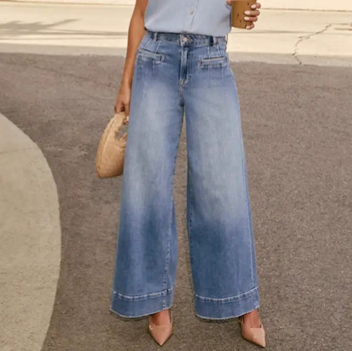Wide Leg Washed Denim