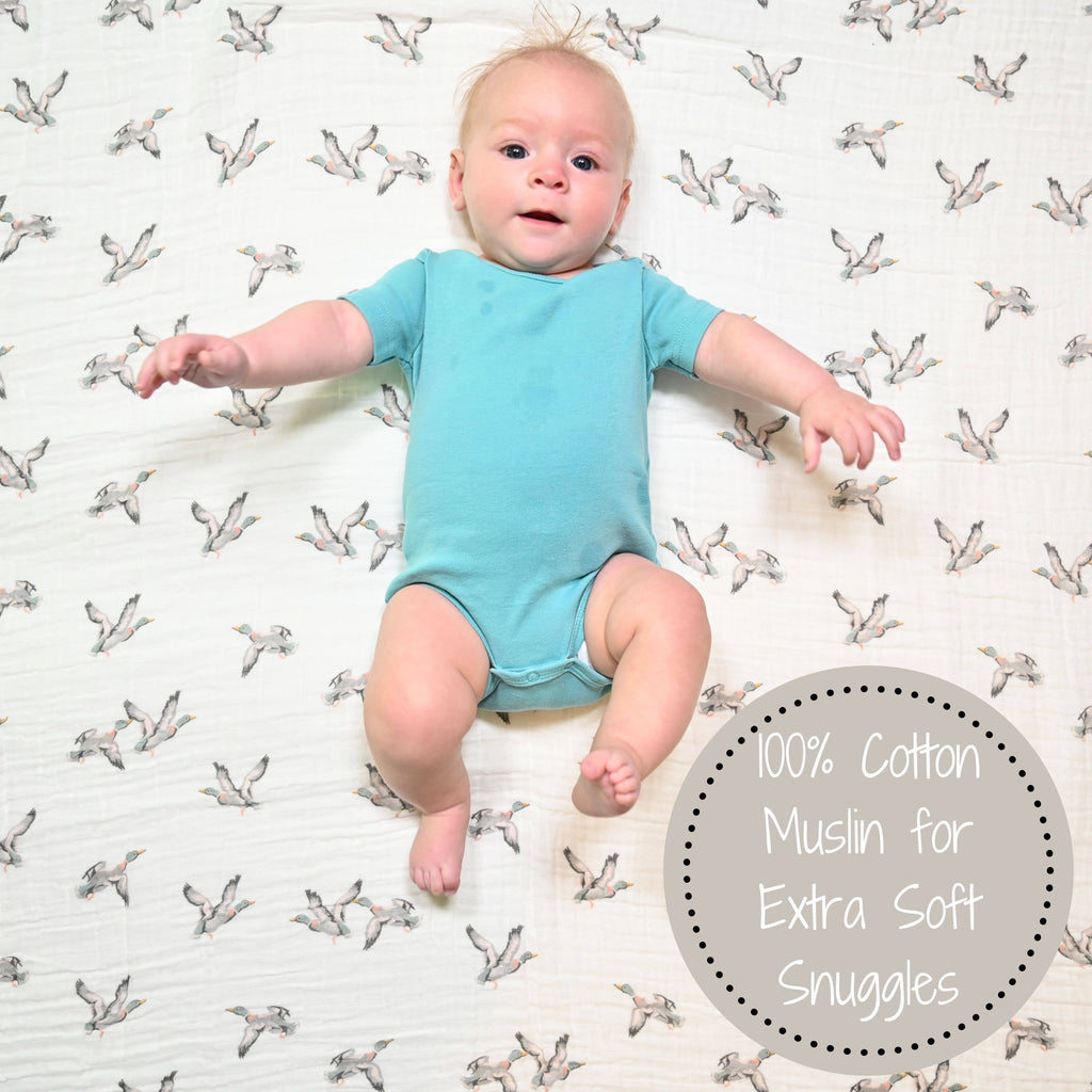 Baby Muslin Swaddle Blanket 47x47 Quackin Up Mallard Duck