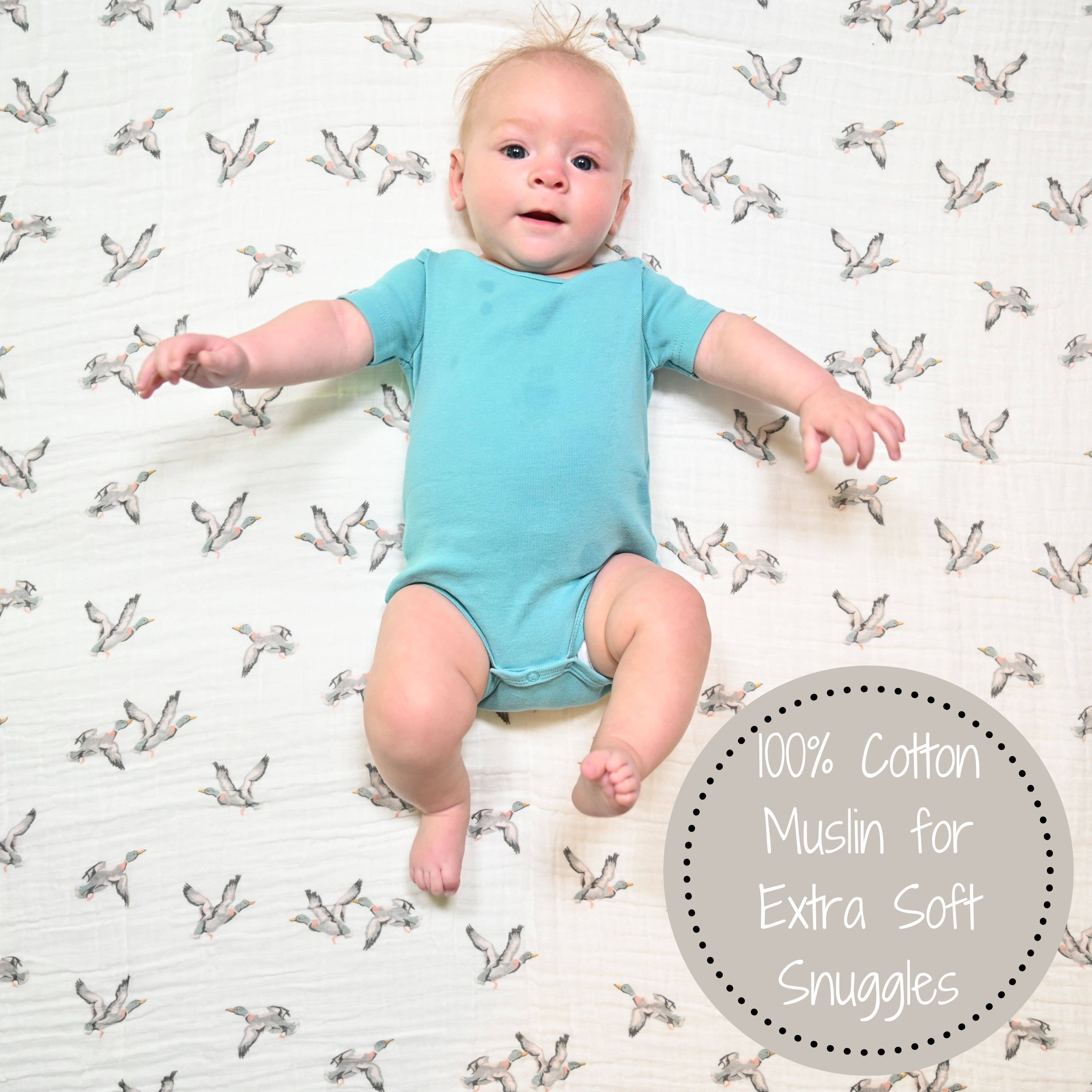 Baby Muslin Swaddle Blanket 47x47 Quackin Up Mallard Duck