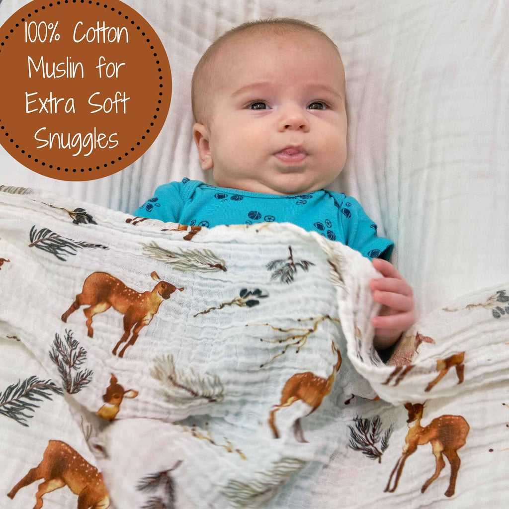 Baby Muslin Swaddle Blanket 47x47 Oh Deer