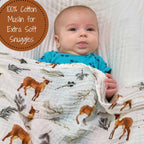 Baby Muslin Swaddle Blanket 47x47 Oh Deer