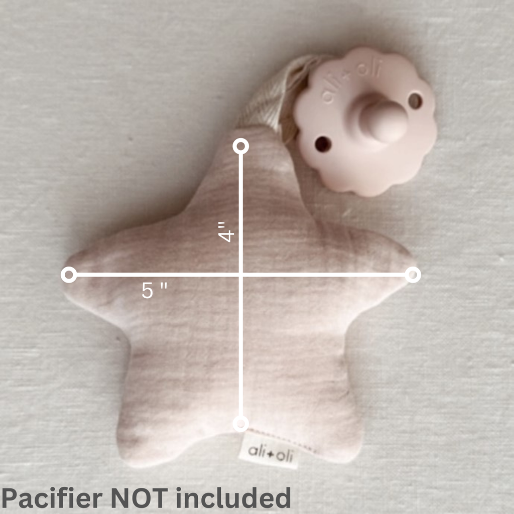 Star Pacifier Holder Soft Cuddly Binky Toy (Muslin Ivory)