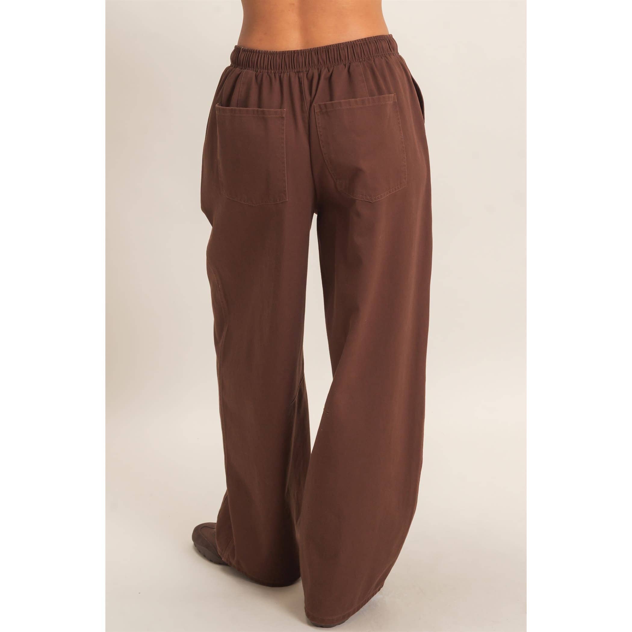 Twill Elastic Waist Barrel Pants