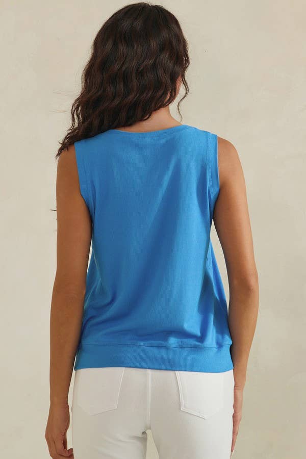 LuxeAir Ribbed Relaxed V-Neck Tank Top