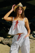 Self Tie Front Stripe Print Tank Top
