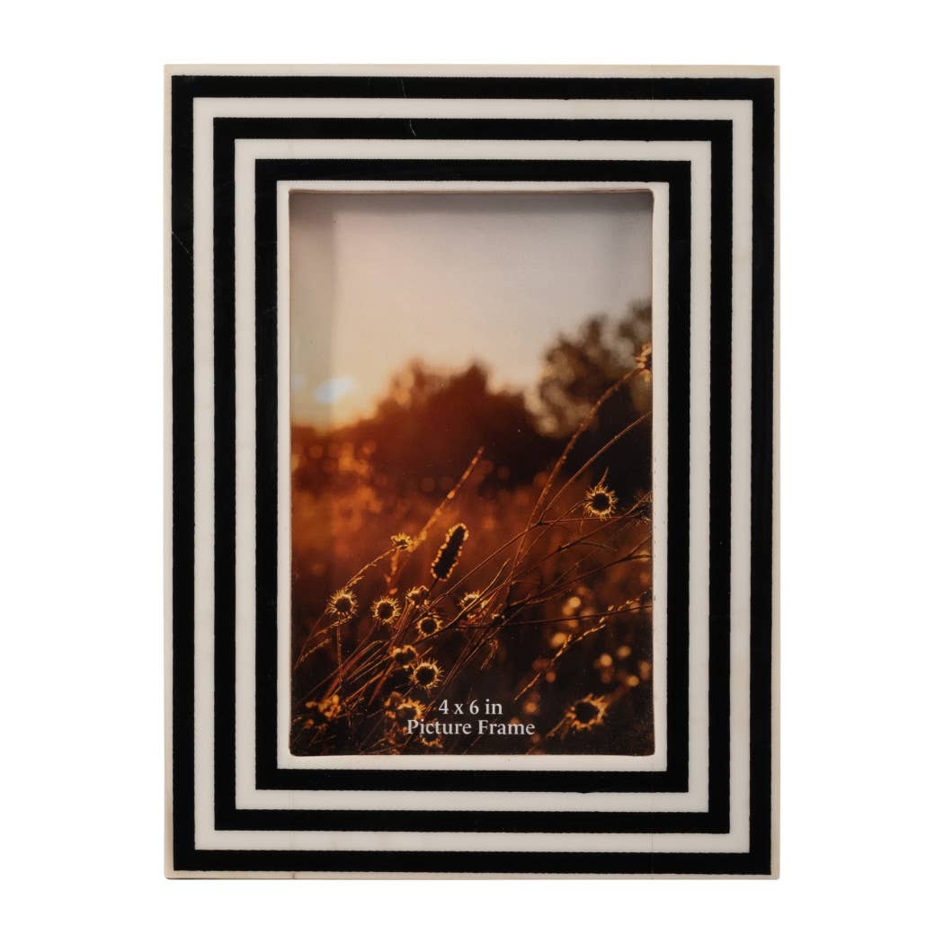 Photo Frame - Black Resin Modern Dimensional Lines, 4x6 in.