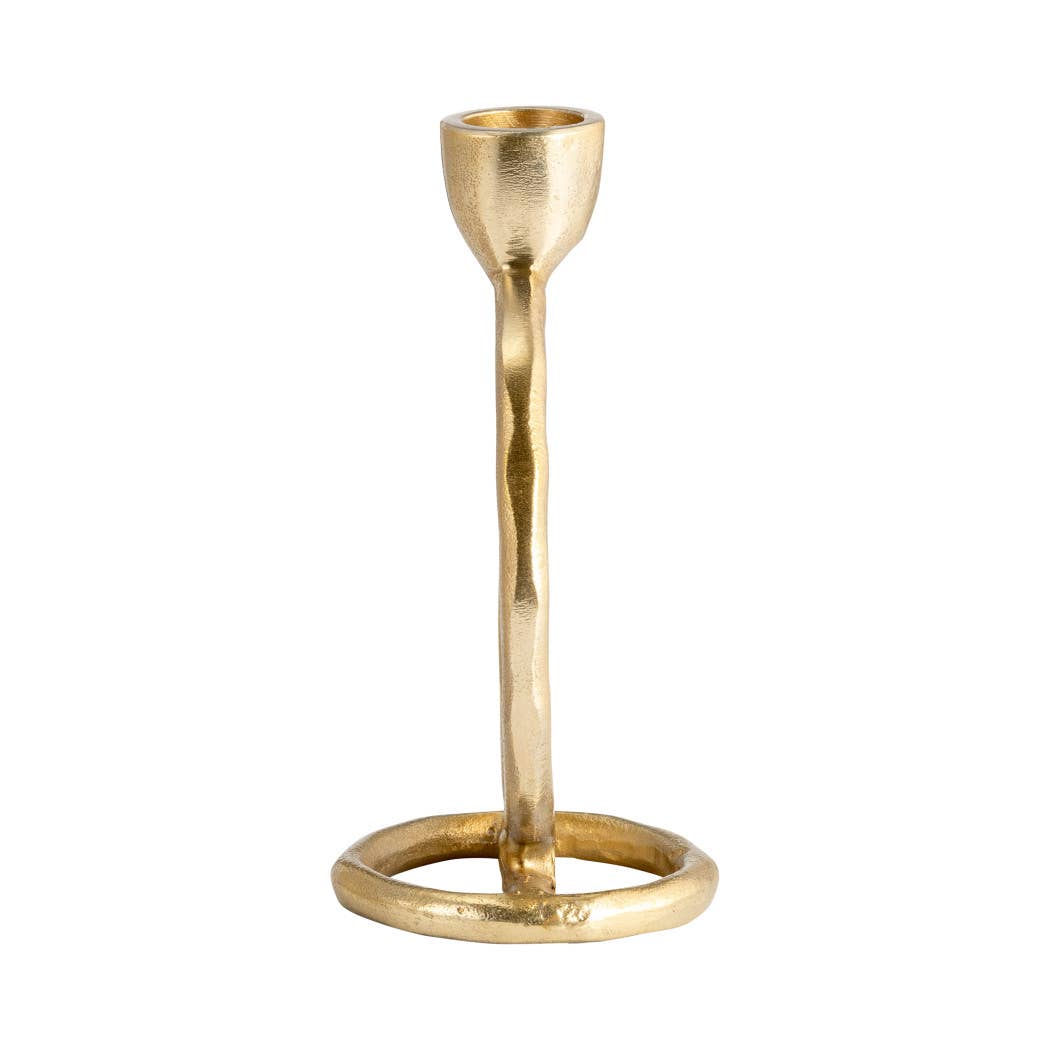 Metal Round Ring Taper Candle Holder - Gold, 6 in.