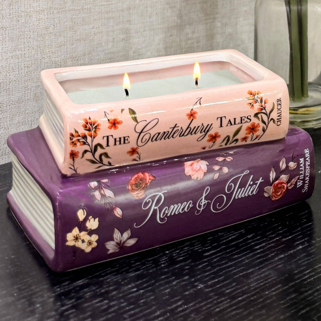 2-Piece Ceramic Stacked Book Candle Set
