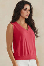 LuxeAir Ribbed Relaxed V-Neck Tank Top