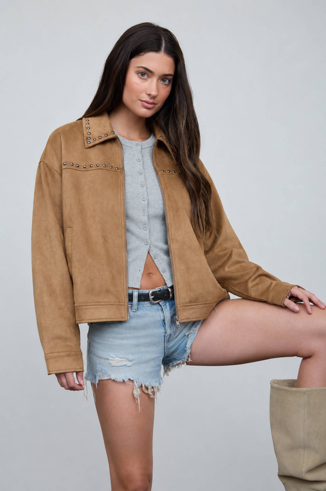 STUDDED SUEDE JACKET