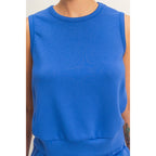 Cobalt Sleeveless Crew Neck Top