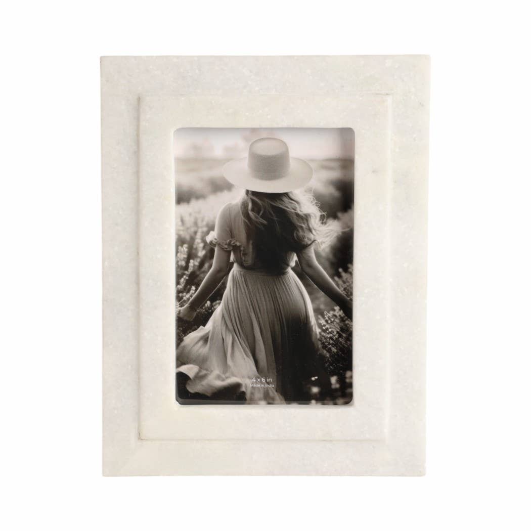 Marble Modern Beveled Edges Photo Frame - White, 4x6 in.