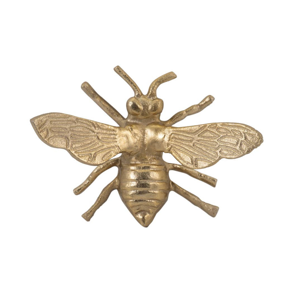Figurine - Gold Metal Decorative Solid Busy Bee, 8 in.
