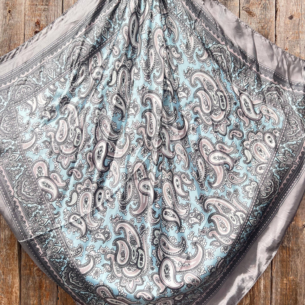 Grey & Turquoise Paisley Wild Rag