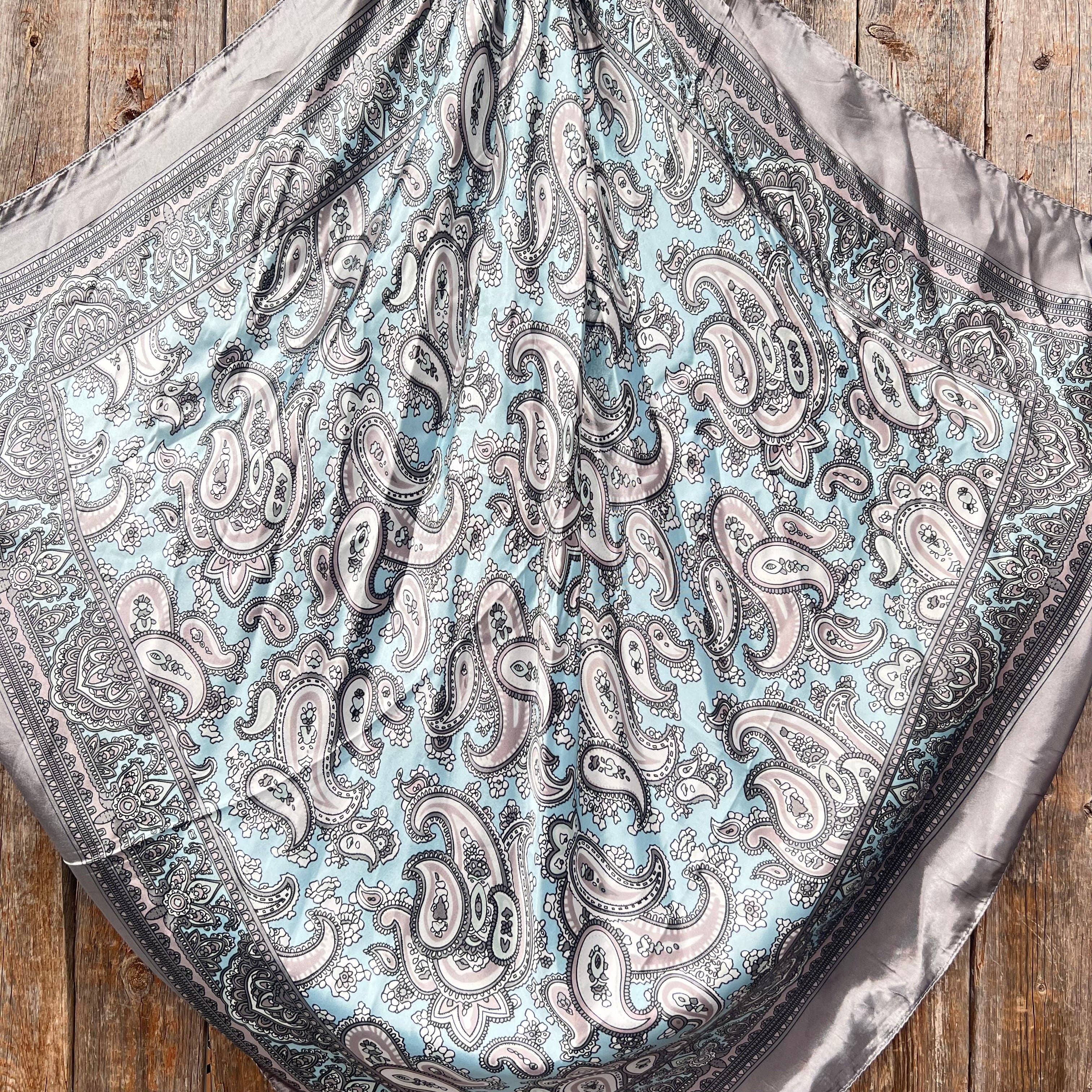 Grey & Turquoise Paisley Wild Rag