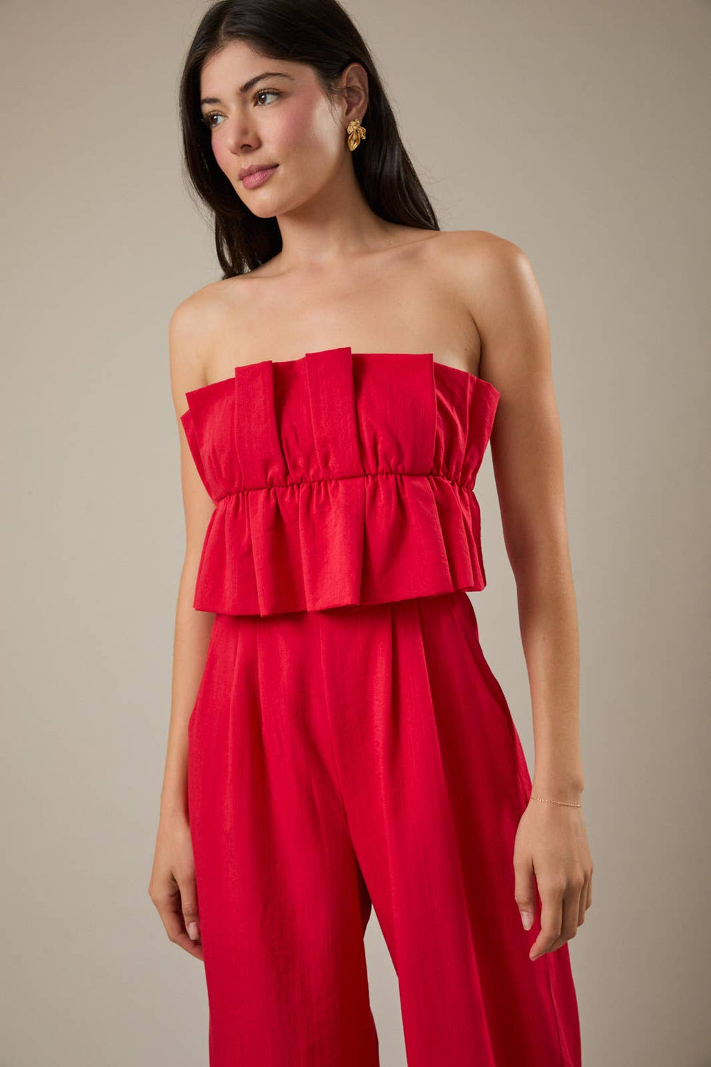 RUFFLE BODICE JUMPSUIT