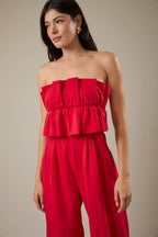 RUFFLE BODICE JUMPSUIT