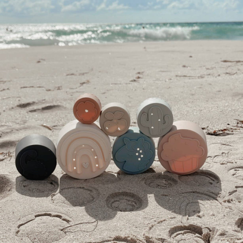 Stacking Cups Toy Soft Silicone with Shapes Bath or Beach