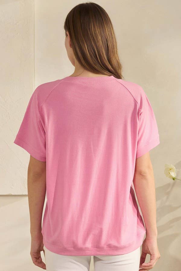 Everyday Soft Ribbed Loose Fit Short Sleeve Top