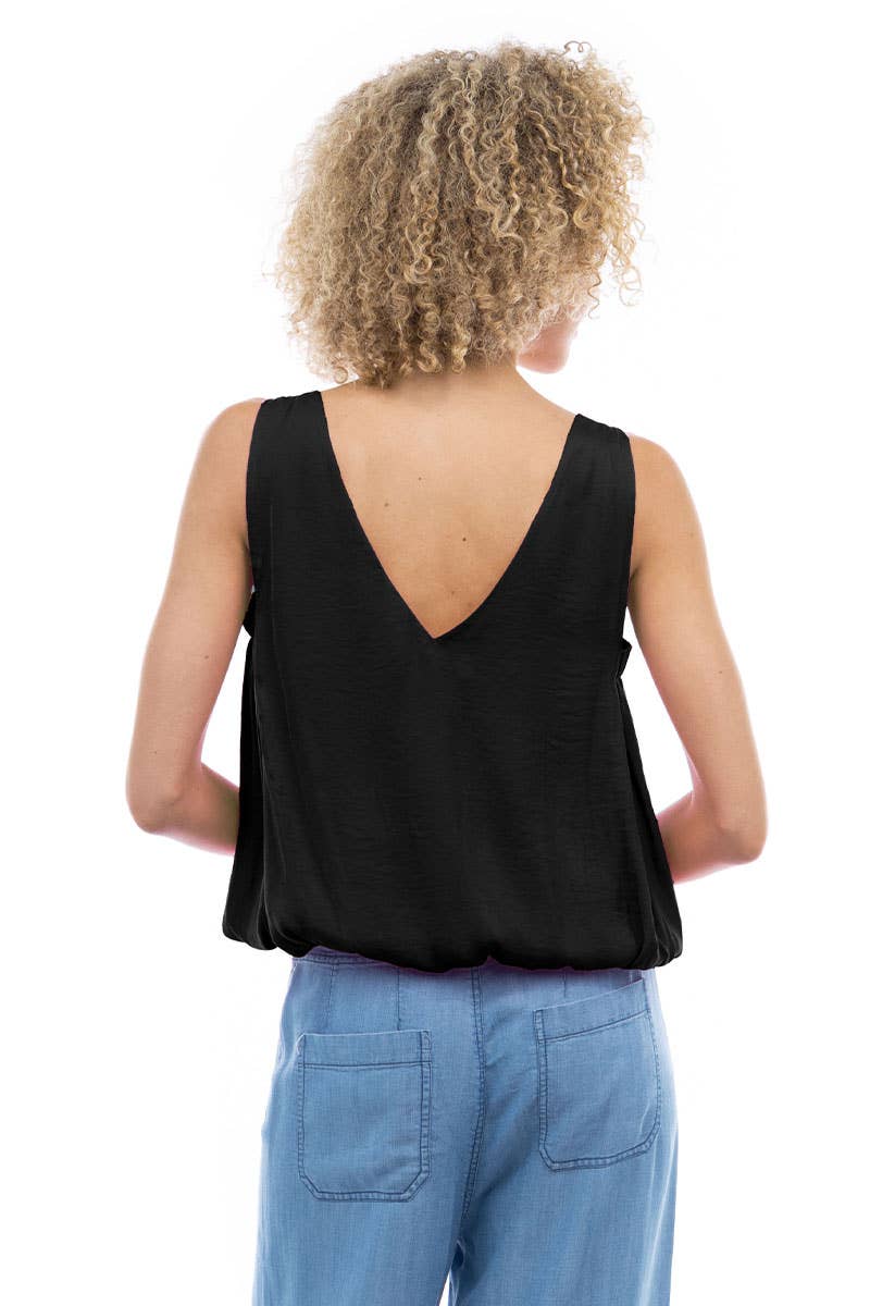 Sleeveless V-Neck Bubble Top