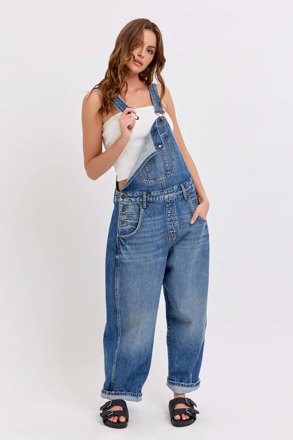 Mid-Waisted Barrel Overalls