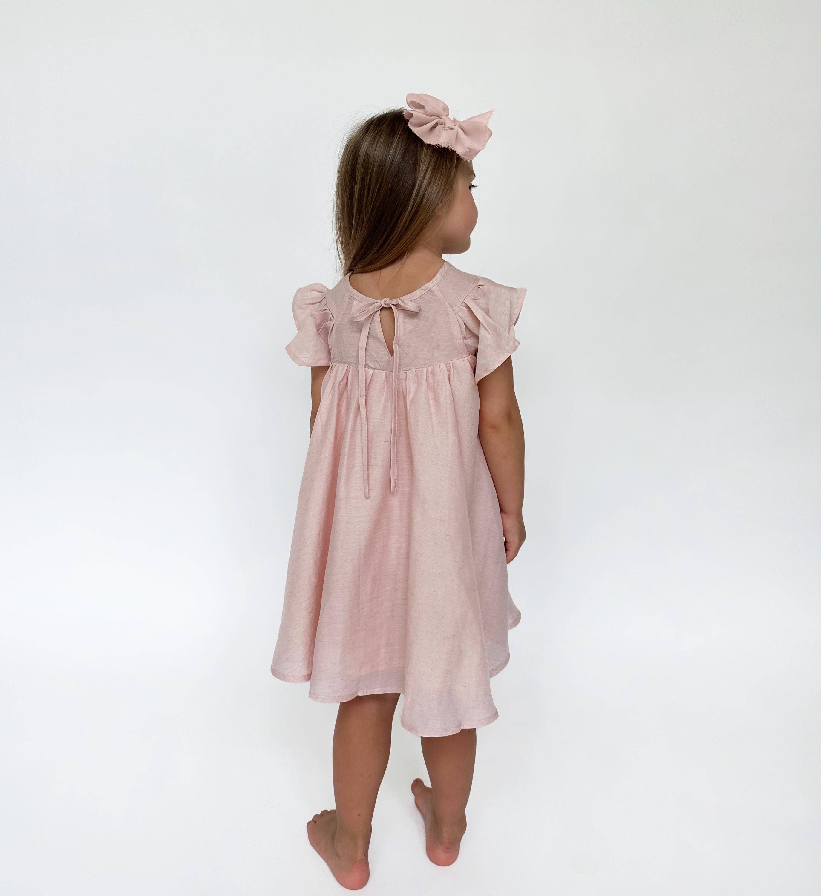 Fiona Dress with Bow-Pink