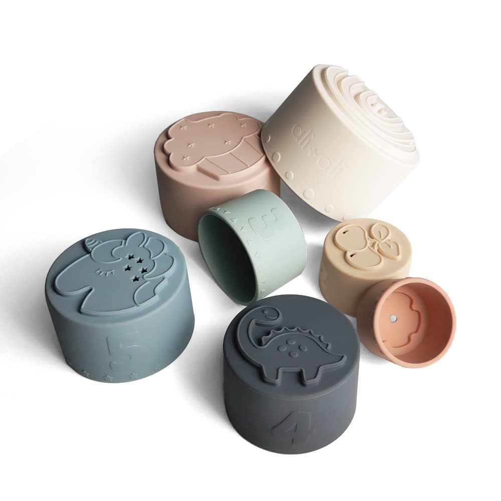 Stacking Cups Toy Soft Silicone with Shapes Bath or Beach