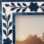 Photo Frame - Blue Resin/Wood Floral Petals, 4x6 in.
