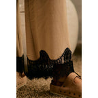 LINEN BLEND LACE TRIM PANTS