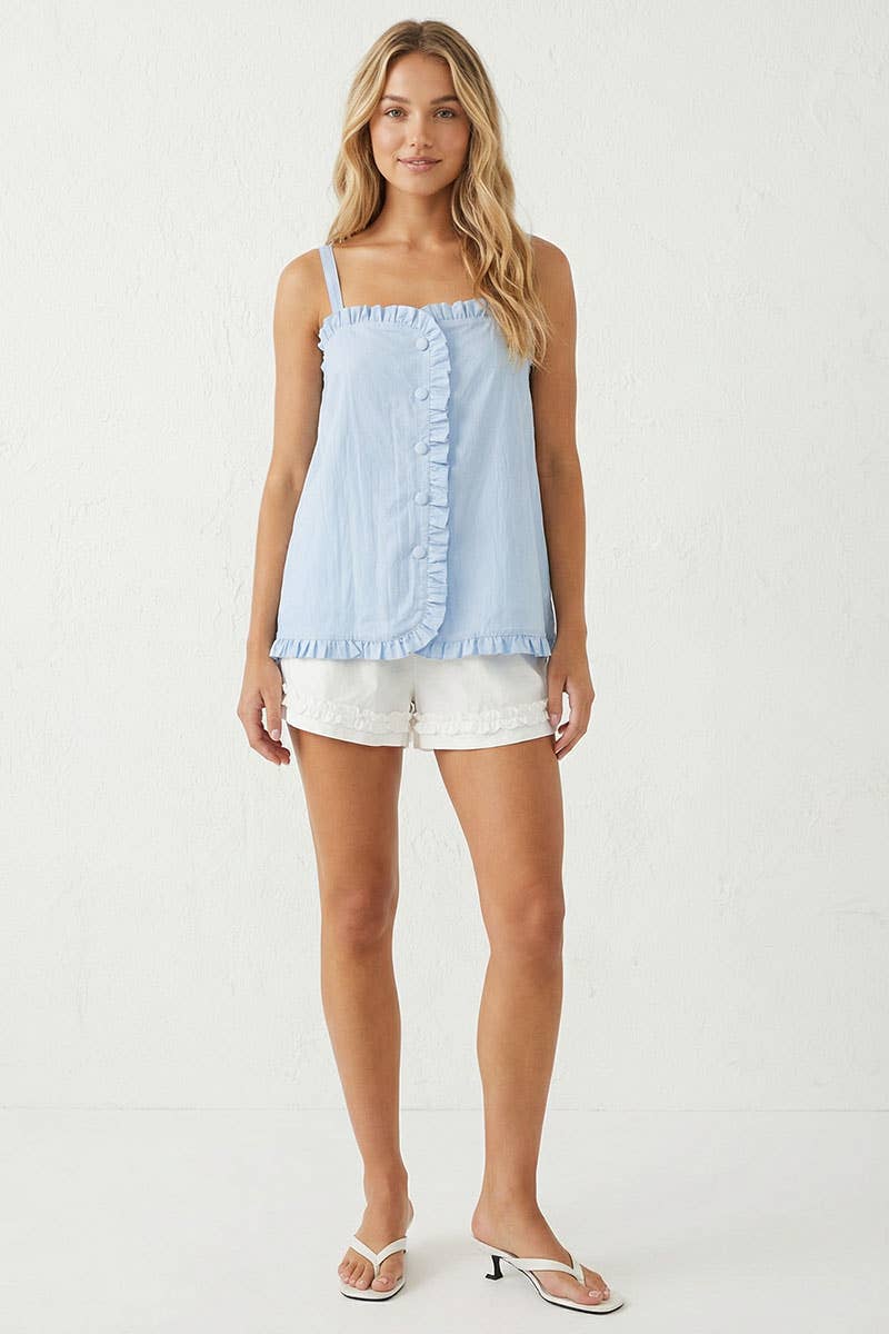 Ruffle Detail Shirt Tank Top