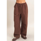 Twill Elastic Waist Barrel Pants