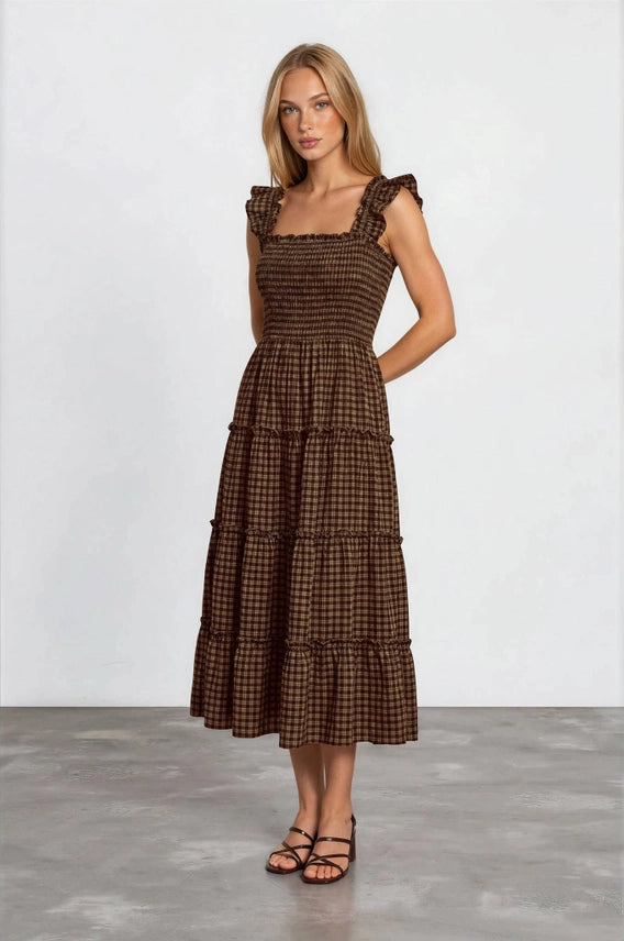 Brown Plaid Dress