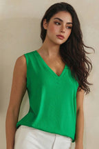 LuxeAir Ribbed Relaxed V-Neck Tank Top