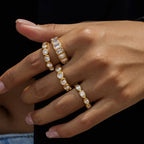 Gold Rhinestone Multi-Shape Eternity Stack Rings | 40R142