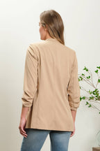 RUCHED SLEEVE BLAZER