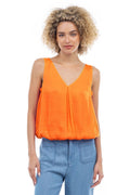 Sleeveless V-Neck Bubble Top