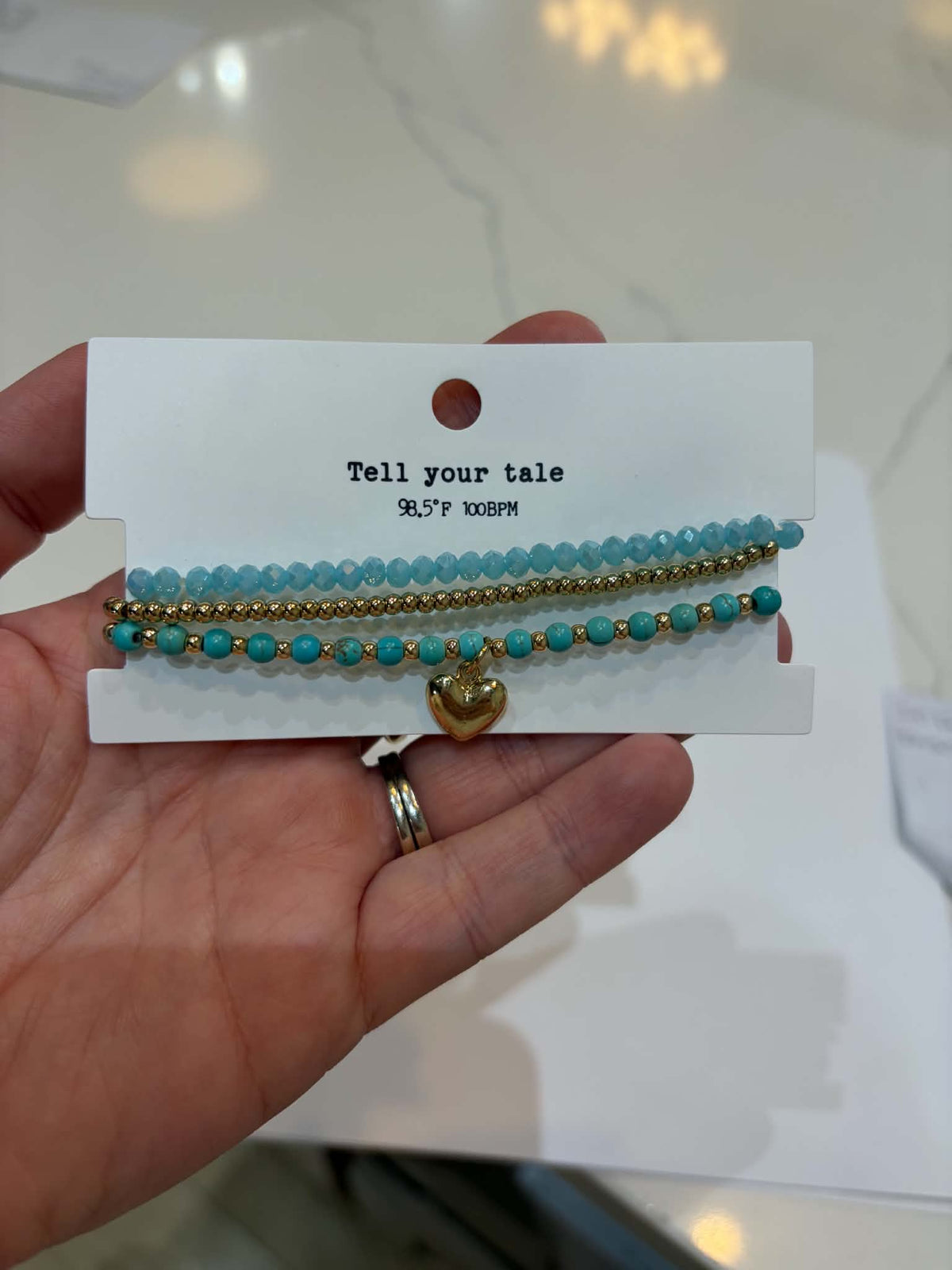 Blue Heart Bracelet Set