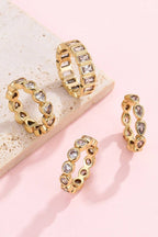 Gold Rhinestone Multi-Shape Eternity Stack Rings | 40R142