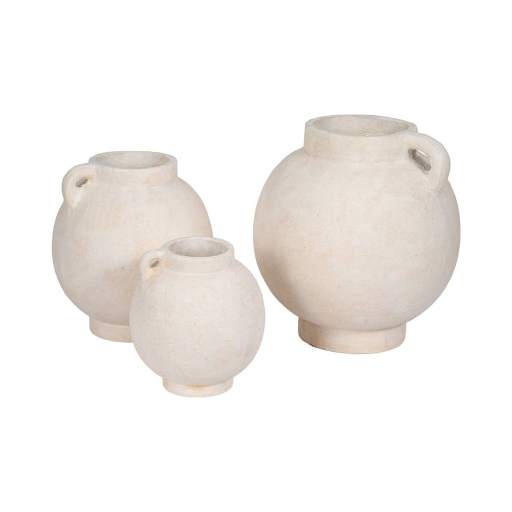 Ceramic Round Bulbous Handle Jug - White, 7 in.