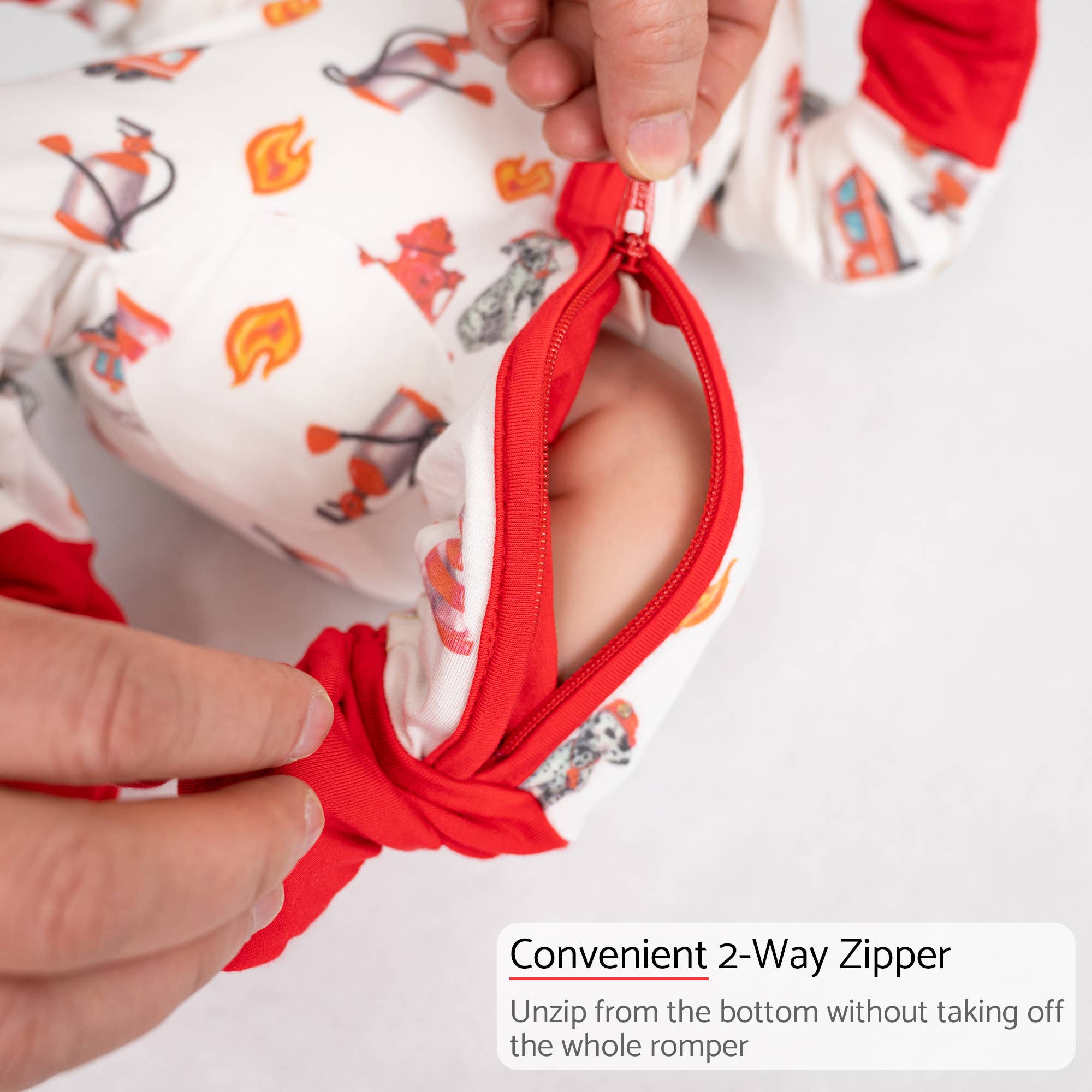 Bamboo Baby Convertible Zipper Pajama Firehouse Fido
